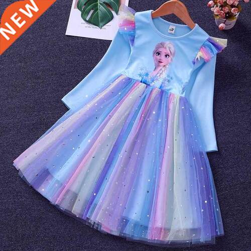 Elsa Princess Dress Girls Dress Spring and Autumn Dress 2022