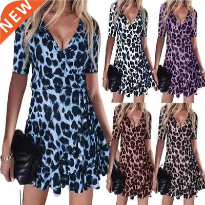 2021 selling led leopard ruffled skirt dress