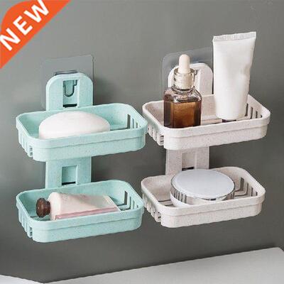 Soap Dishes Box Bathroom Soap Holder Tray Double layer Wall