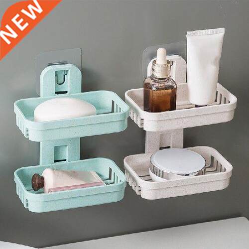 Soap Dishes Box Bathroom Soap Holder Tray Double layer Wall