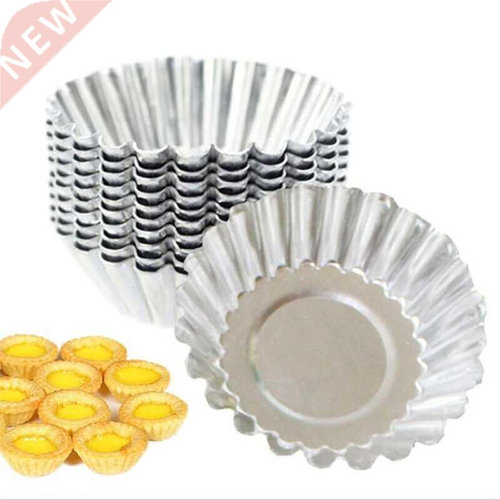 10 pcs Reusable Silver Stainless Steel Cupcake Egg Tart Mold