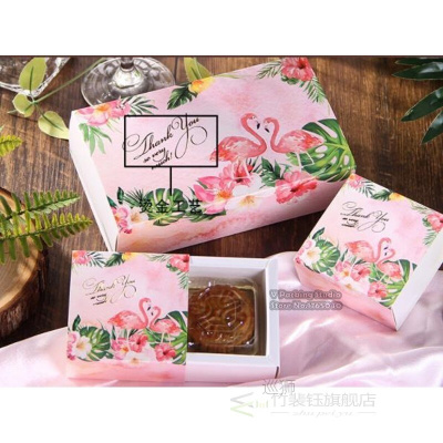 8x8x3.7cm Flamingo design Chocolate gift box Green fancy moo