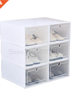 6PCS Shoes Boxes Case Plastic Shoe Boxes Stackable Box