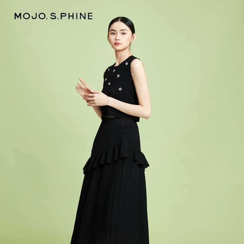 MOJO复古俏皮几何针织背心