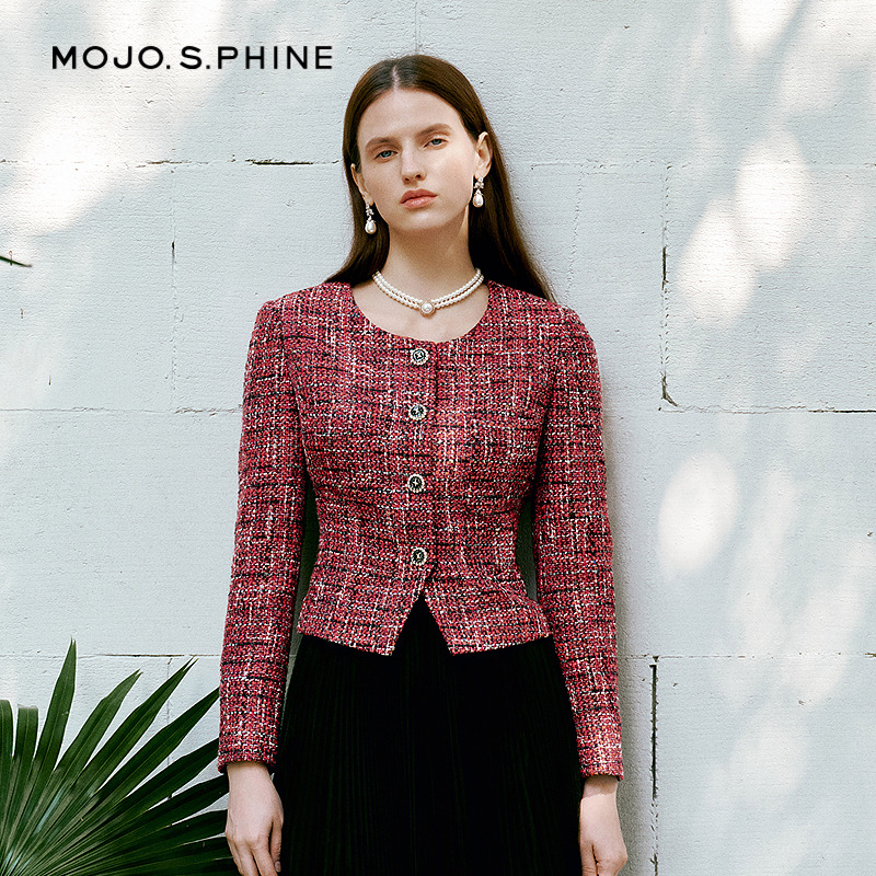 MOJO莫佐2026春新品轻奢粗花呢小香风短外套女高级感上衣朗姿集团