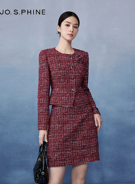 朗姿/MOJO AVENUE莫佐优雅气质小香风半身裙2024年秋冬新款时尚高