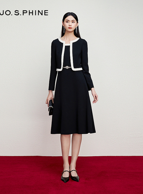 朗姿/MOJO莫佐假两件香风千金名媛风连衣裙2024新款法式优雅层