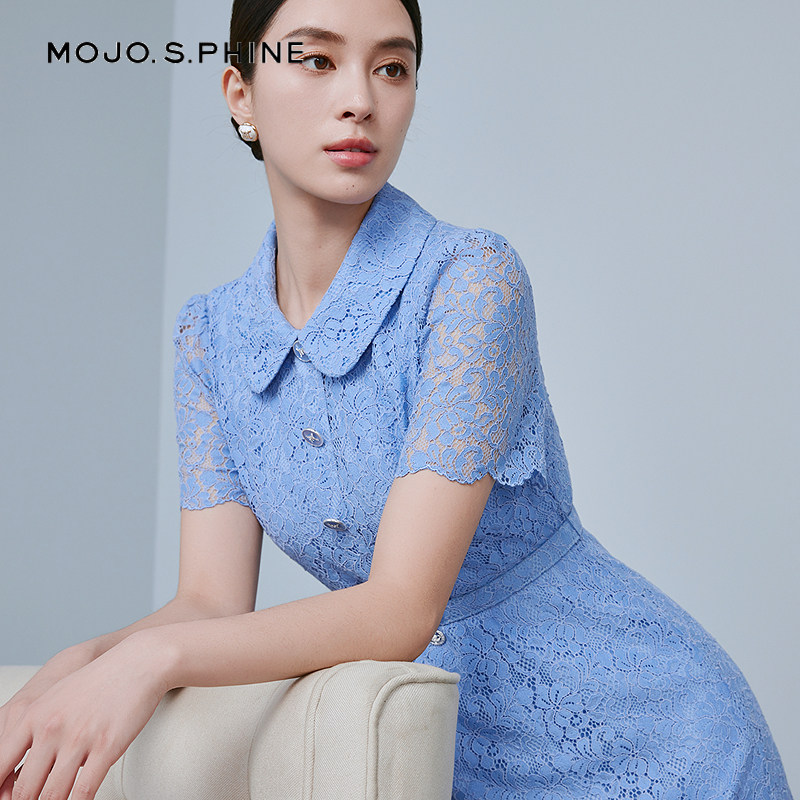 MOJO莫佐镂空雕花肌理感蕾丝连衣裙2025新款优雅时尚长裙朗姿集团