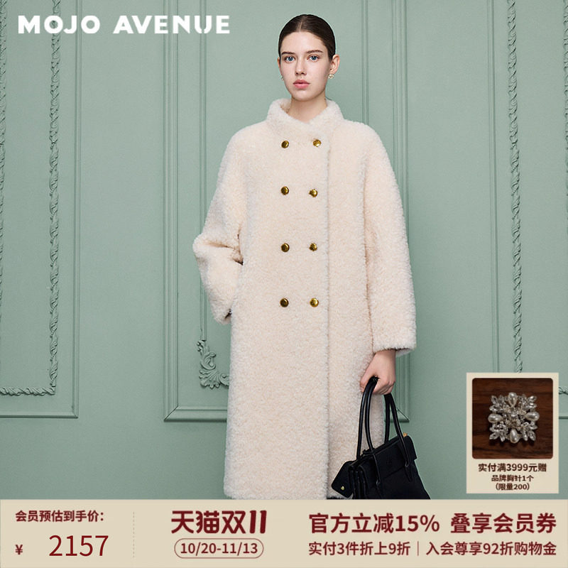 【绵羊毛】朗姿/MOJO冬新品2026羊毛卷大衣仿皮草中长款毛绒外套