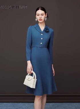 朗姿/MOJO AVENUE莫佐浪漫山茶花收腰连衣裙2025新款优雅气