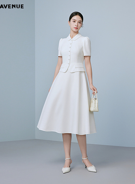 朗姿/MOJO优雅简约假两件连衣裙时尚设计感通勤约会长裙