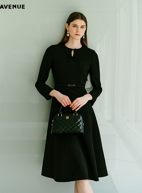 朗姿/MOJO AVENUE莫佐2025冬新款法式小资连衣裙女高级感黑色通勤