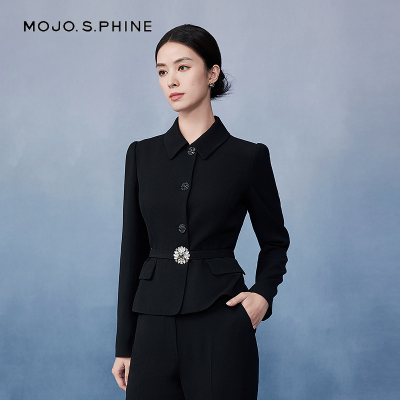 莫佐翻领肌理感干练气质夹克2025年新款春通勤短外套,女装/女士精品,短外套,淘宝优惠券,粉丝福利购,淘宝优惠卷