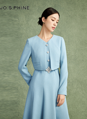 朗姿/MOJO莫佐假两件小香风连衣裙2024年新款早秋优雅气质修