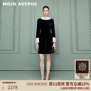 朗姿/MOJO简约时尚气质名媛风撞色仙女裙连衣裙女2026年冬季新款