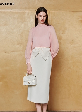 朗姿/MOJO春新品2026轻熟优雅包臀直筒半身裙女浪漫蝴蝶结半裙