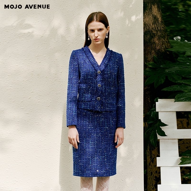 朗姿/MOJO AVENUE莫佐2026春新品粗花呢小香风半裙女显瘦优雅贵族,女装/女士精品,半身裙,淘宝优惠券,粉丝福利购,淘宝优惠卷