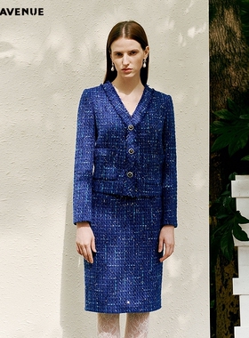 朗姿/MOJO AVENUE莫佐2026春新品粗花呢小香风半裙女显瘦优雅贵族