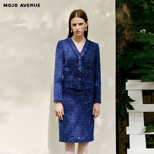 朗姿/MOJO AVENUE莫佐2026春新品粗花呢小香风半裙女显瘦优雅贵族