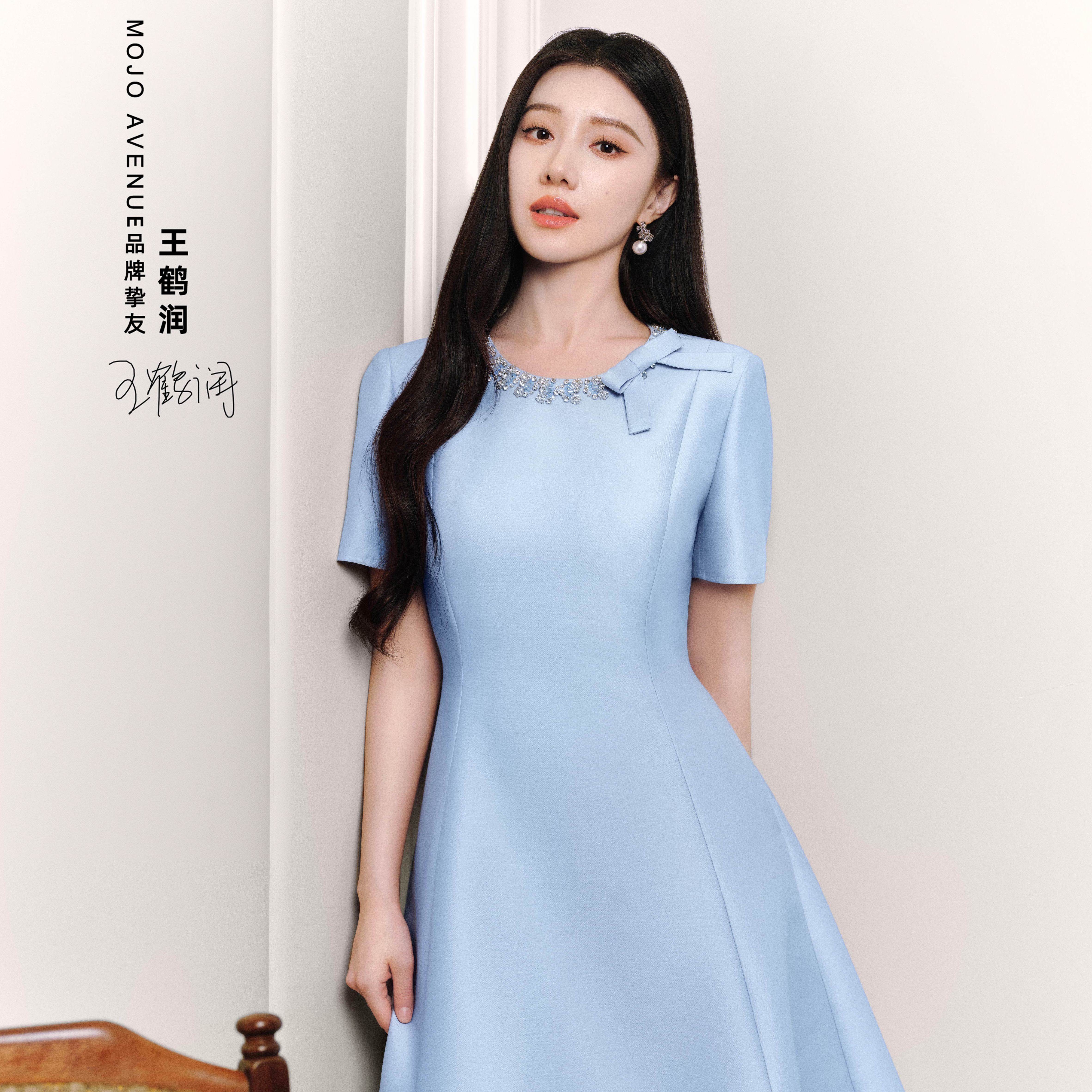 【王鹤润同款】朗姿/MOJO莫佐2026夏新品法式优雅千金短袖连衣裙