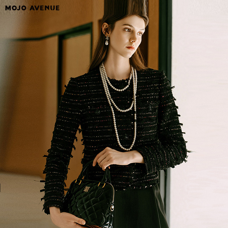 朗姿/MOJO AVENUE莫佐2025新款高定小香风粗花呢短外套女秋冬千金,女装/女士精品,短外套,淘宝优惠券,粉丝福利购,淘宝优惠卷
