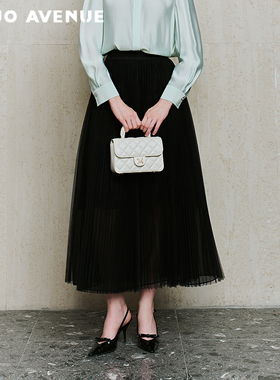 朗姿/MOJO莫佐2026春新品轻盈飘逸百褶纱裙通勤度假优雅长款半裙