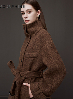 朗姿/MOJO AVENUE莫佐立领优雅简约风短外套美拉德风羊毛大