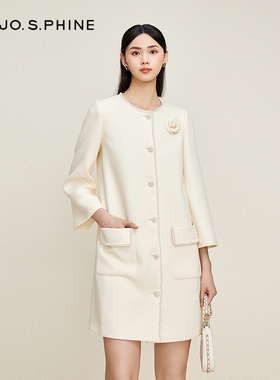 朗姿/MOJO AVENUE莫佐重工轻奢山茶花小香风连衣裙2024新款