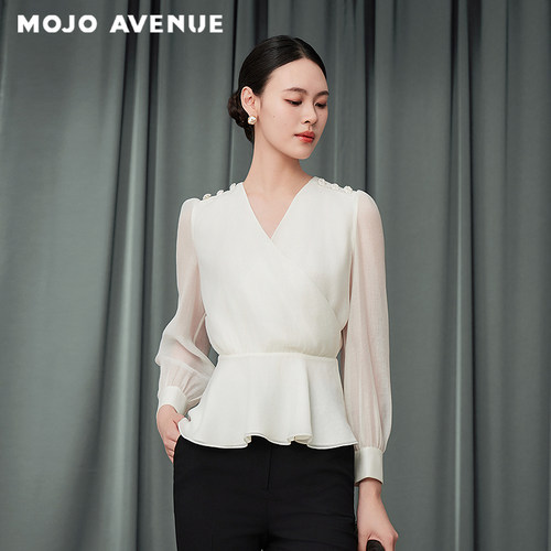 朗姿/MOJO AVENUE莫佐浪漫飘逸都市设计感衬衫2025年新款轻