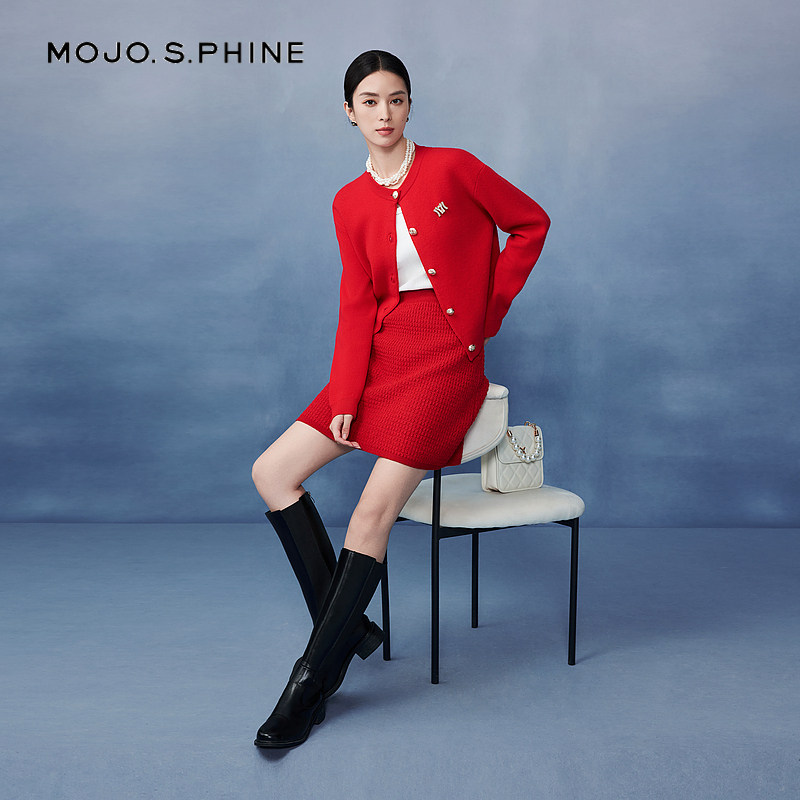 MOJO莫佐绵羊毛柔软舒适开衫2025年早春新款时尚活力气质针织衫女