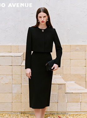 朗姿/MOJO莫佐2026春新品智感通勤高腰西装半裙晚宴黑色百搭长裙