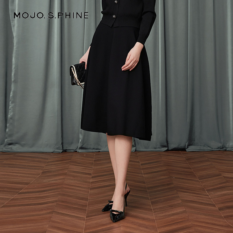 MOJO莫佐2025秋新款针织半身裙挺括大裙摆优雅中长半裙朗姿集团