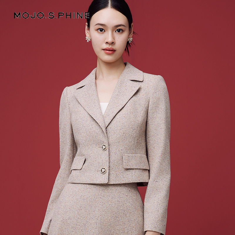 MOJO莫佐2025冬新品西装外套女干练职场通勤短上衣朗姿集团
