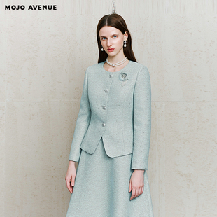 朗姿/MOJO莫佐2026春新品薄荷漫波优雅小香西服外套精致通勤上衣