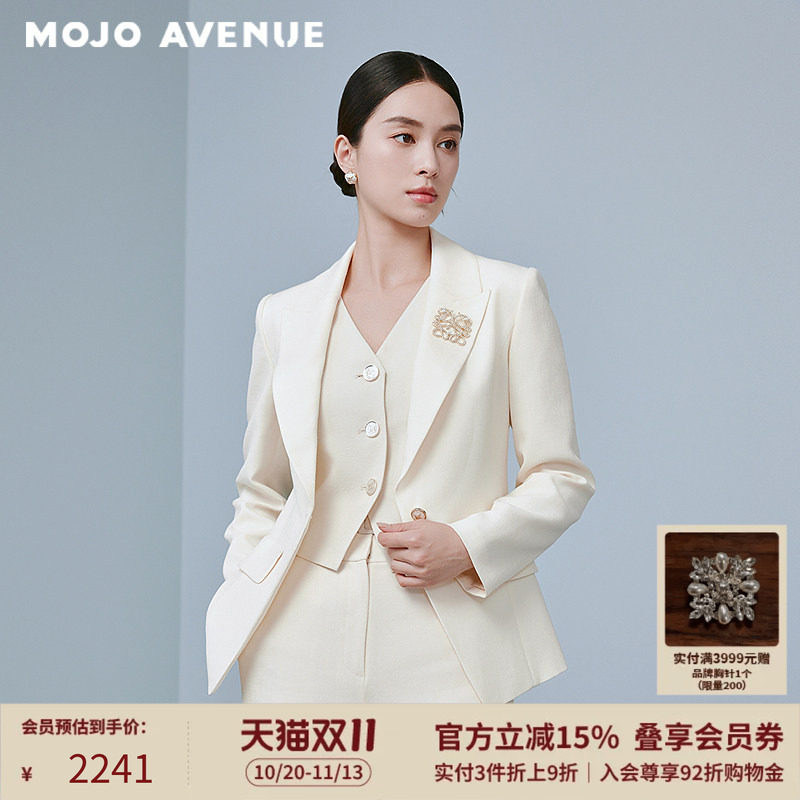 朗姿/MOJO AVENUE莫佐都市职场干练气质正肩西装2025新款纯