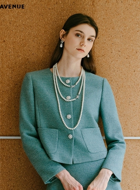 朗姿/MOJO AVENUE莫佐2025新款法式气质香风套装女秋冬薄荷绿箱型