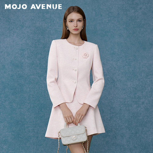 朗姿/MOJO莫佐2026秋新品优雅千金小香风西装外套通勤山茶花上衣