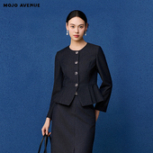 新品 朗姿 MOJO莫佐2026春季 利落干练牛仔短外套女收腰荷叶边上衣