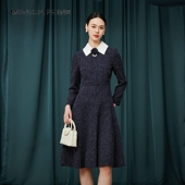 MOJO莫佐香风波点连衣裙女复古学院风优雅收腰连衣裙 舒心