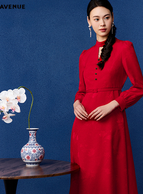 朗姿/MOJO AVENUE莫佐国风新中式盘扣连衣裙2025年新款优雅气质