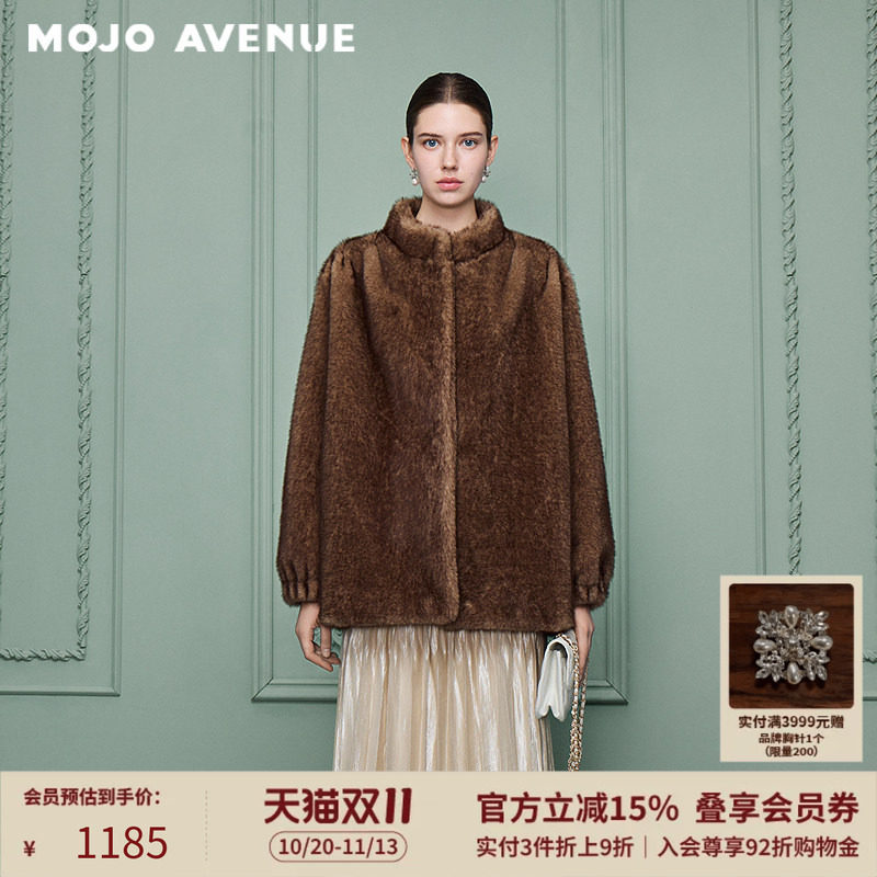 朗姿/MOJO静奢老钱风光泽感环保皮草2026冬新款保暖宽松毛毛外套
