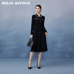 优雅百搭长 AVENUE莫佐彼得潘领针织连衣裙2025年春新款 朗姿 MOJO