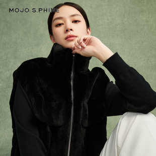 轻奢保暖短外套女 MOJO莫佐丹麦哥本哈根水貂毛皮草马甲2024年新款