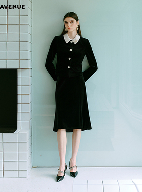 朗姿/MOJO AVENUE莫佐2025冬新款优雅丝绒半身裙女时尚职场通勤鱼
