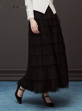 朗姿/MOJO AVENUE莫佐2025秋冬新款优雅浪漫蓬蓬纱裙女高腰A