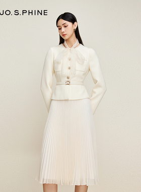 朗姿/MOJO莫佐千金风拼接假两件花呢香风连衣裙2024新款重工