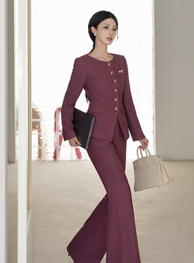 朗姿/MOJO莫佐2026春新品高级感西装女职场优雅圆领收腰上衣