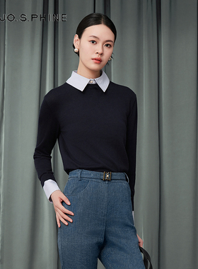 【舒心】朗姿/MOJO莫佐2025秋新款假两件羊毛针织衫高智感知