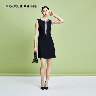 优雅气质修身 新款 设计感小黑裙 高级感连衣裙2024夏季 MOJO莫佐法式