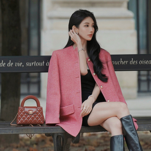 绵羊毛面 秋冬时尚 朗姿集团MOJO莫佐浪漫圆领中长款 外套2024年新款